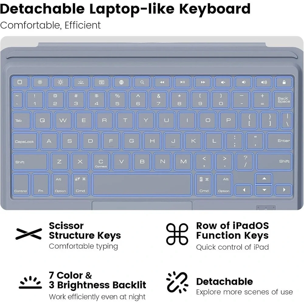iPad Pro 11 iPad Air 5 4 Case‎ with Keyboard Trackpad Backlit Nillkin Gray
